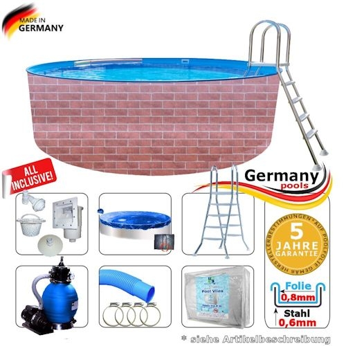 350 x 120 cm Poolset Gartenpool Pool Komplettset Brick